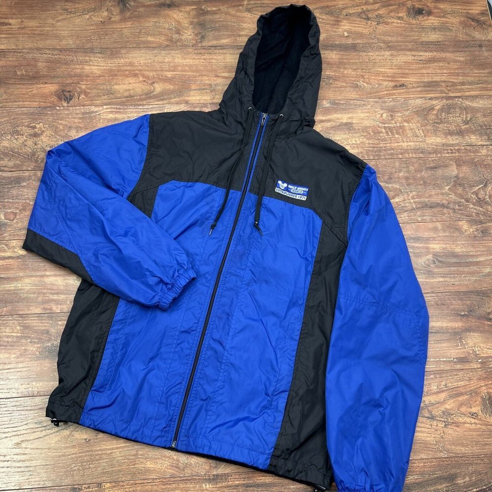 Walt Disney World Men's‎ Jacket Windbreaker M Blue Black Full Zip Lined Nylon